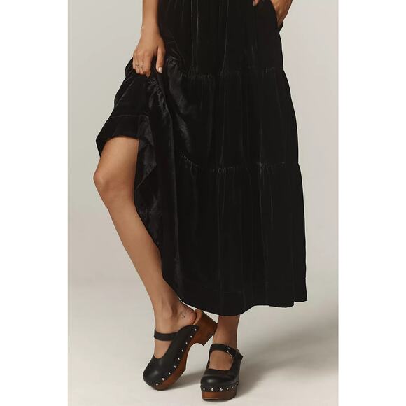 NWT Anthropologie The Somerset Maxi Dress: Velvet Edition $180 XXS Petite BLACK - Picture 2 of 4